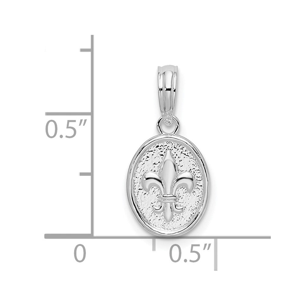 FJC Finejewelers 925 Sterling Silver Polished/Textured Fleur de Lis Small Oval Charm 8 mm
