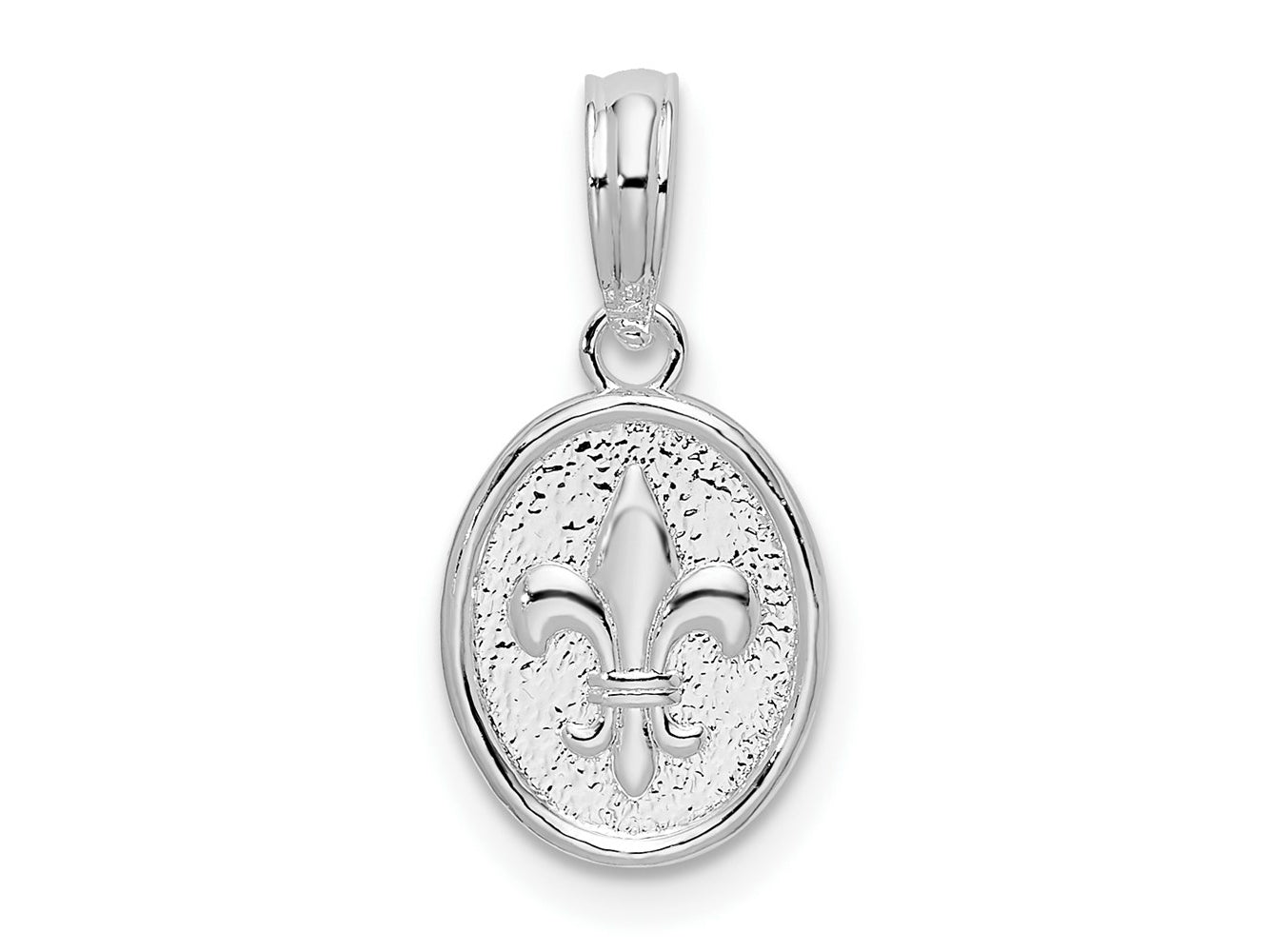 FJC Finejewelers 925 Sterling Silver Polished/Textured Fleur de Lis Small Oval Charm 8 mm