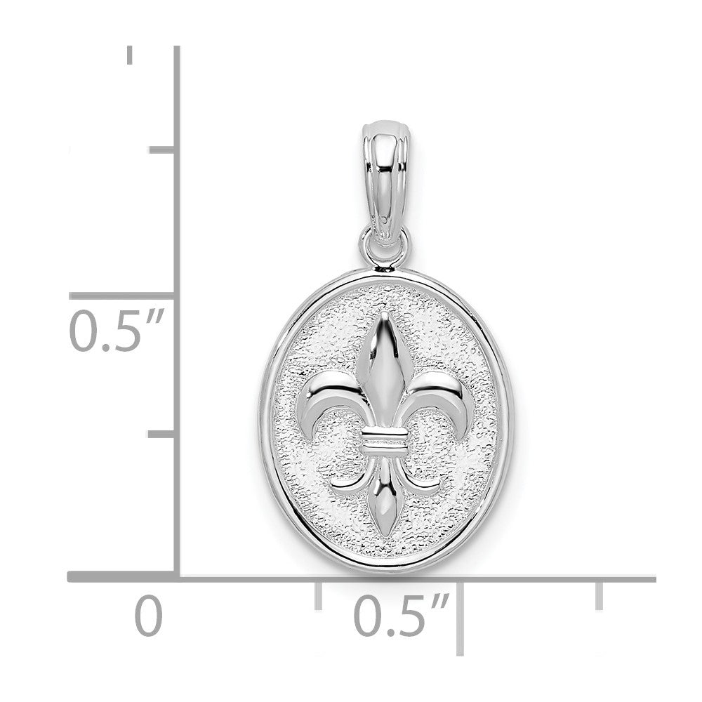 FJC Finejewelers 925 Sterling Silver d Polished/Textured Fleur de Lis Oval Charm 11 mm