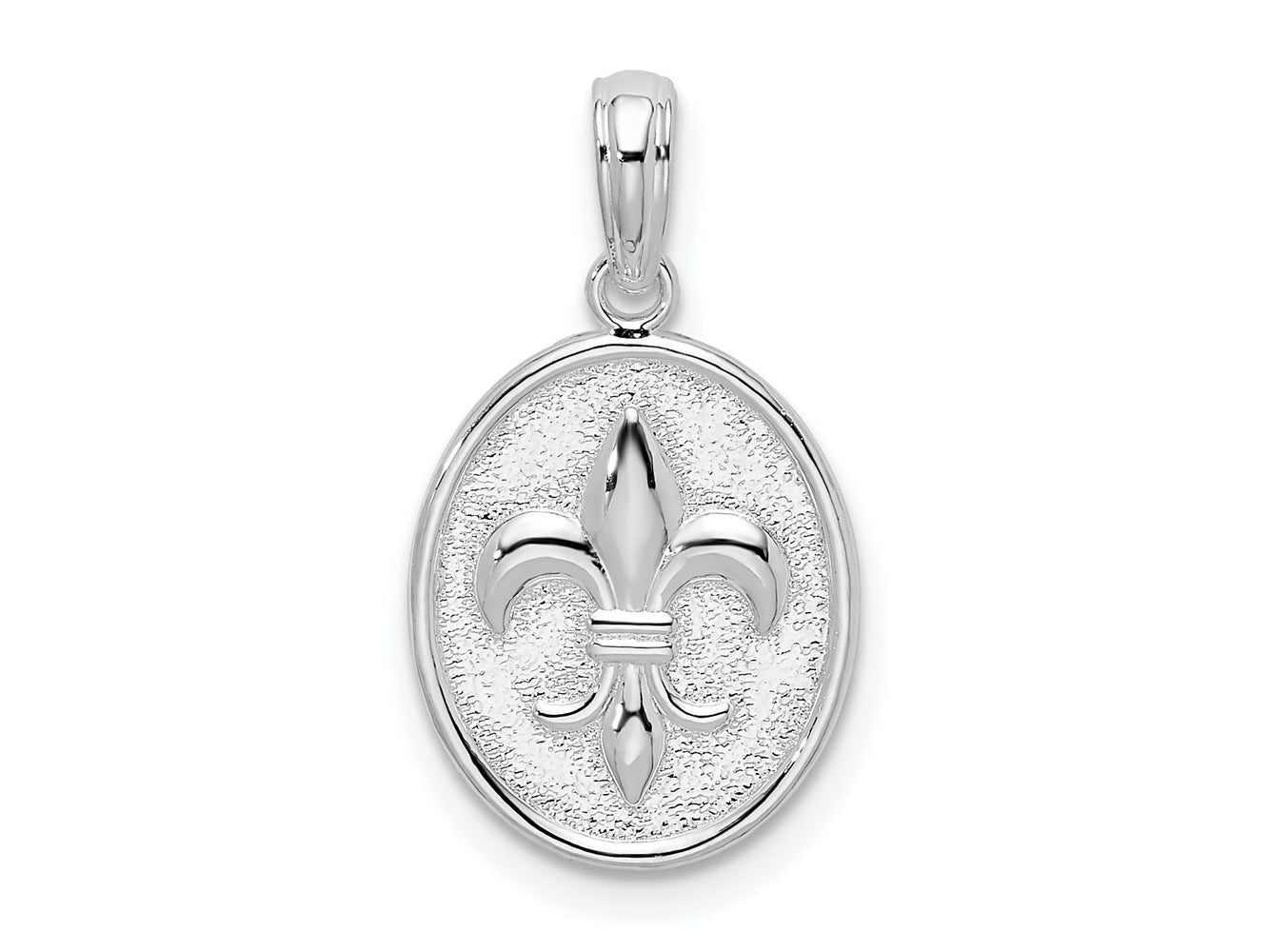 FJC Finejewelers 925 Sterling Silver d Polished/Textured Fleur de Lis Oval Charm 11 mm