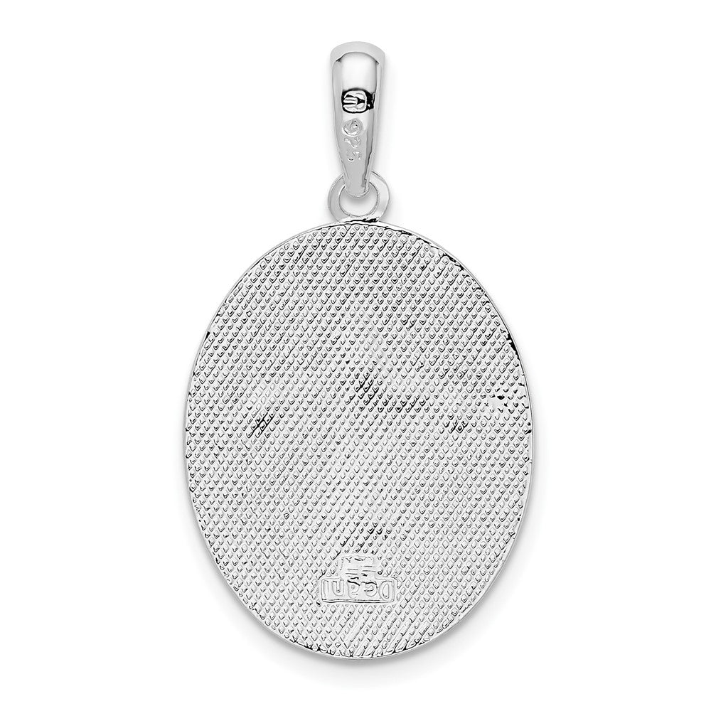 FJC Finejewelers 925 Sterling Silver d Polished/Textured Fleur de Lis Oval Charm 17 mm