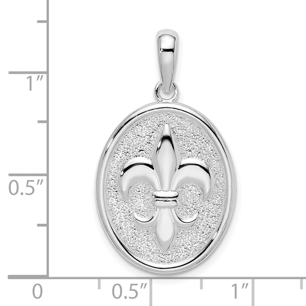 FJC Finejewelers 925 Sterling Silver d Polished/Textured Fleur de Lis Oval Charm 17 mm
