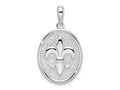 FJC Finejewelers 925 Sterling Silver d Polished/Textured Fleur de Lis Oval Charm 17 mm