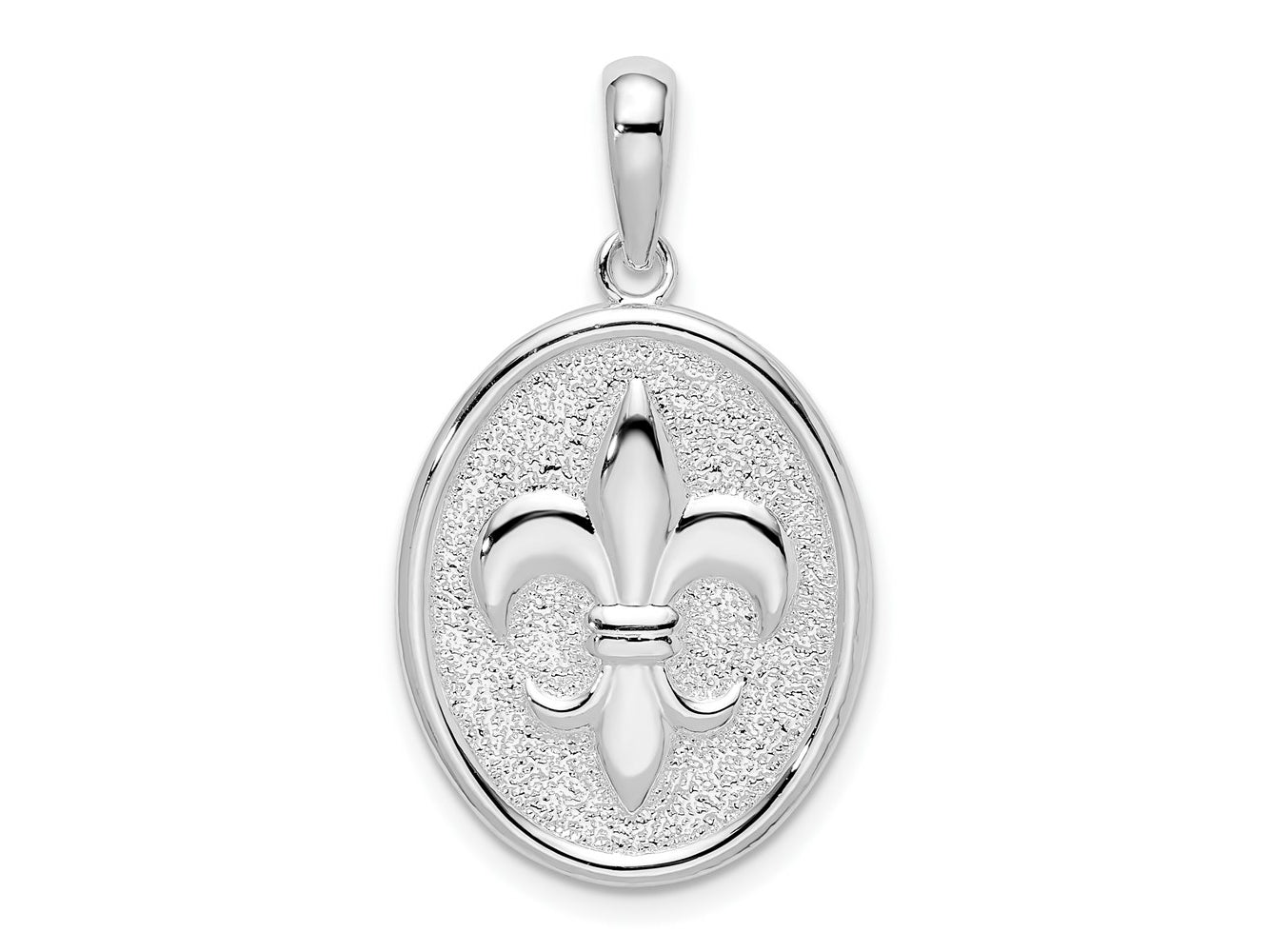 FJC Finejewelers 925 Sterling Silver d Polished/Textured Fleur de Lis Oval Charm 17 mm