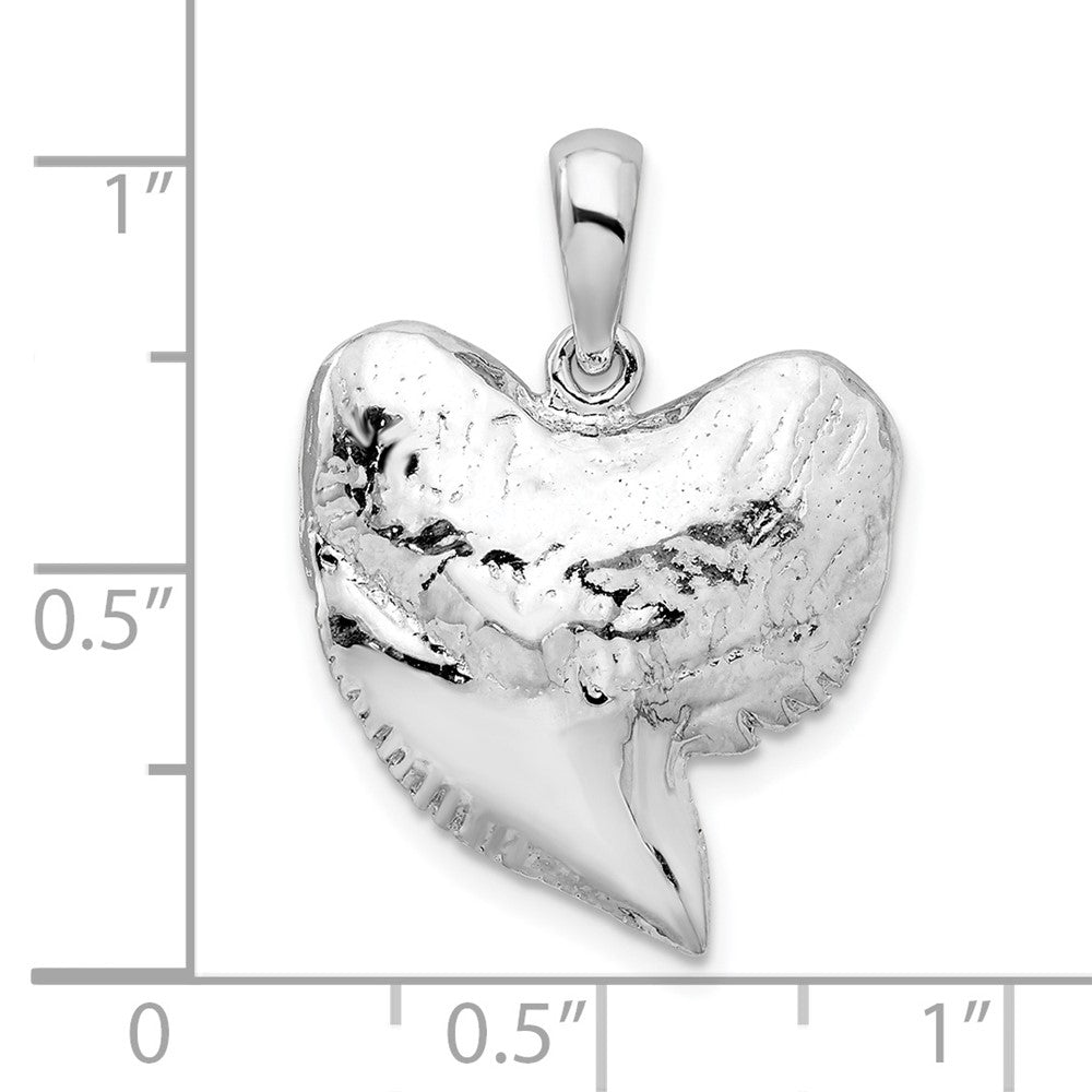 FJC Finejewelers 925 Sterling Silver Rhodium Plated Polished/Textured Shark Tooth Charm 26 x 19 mm