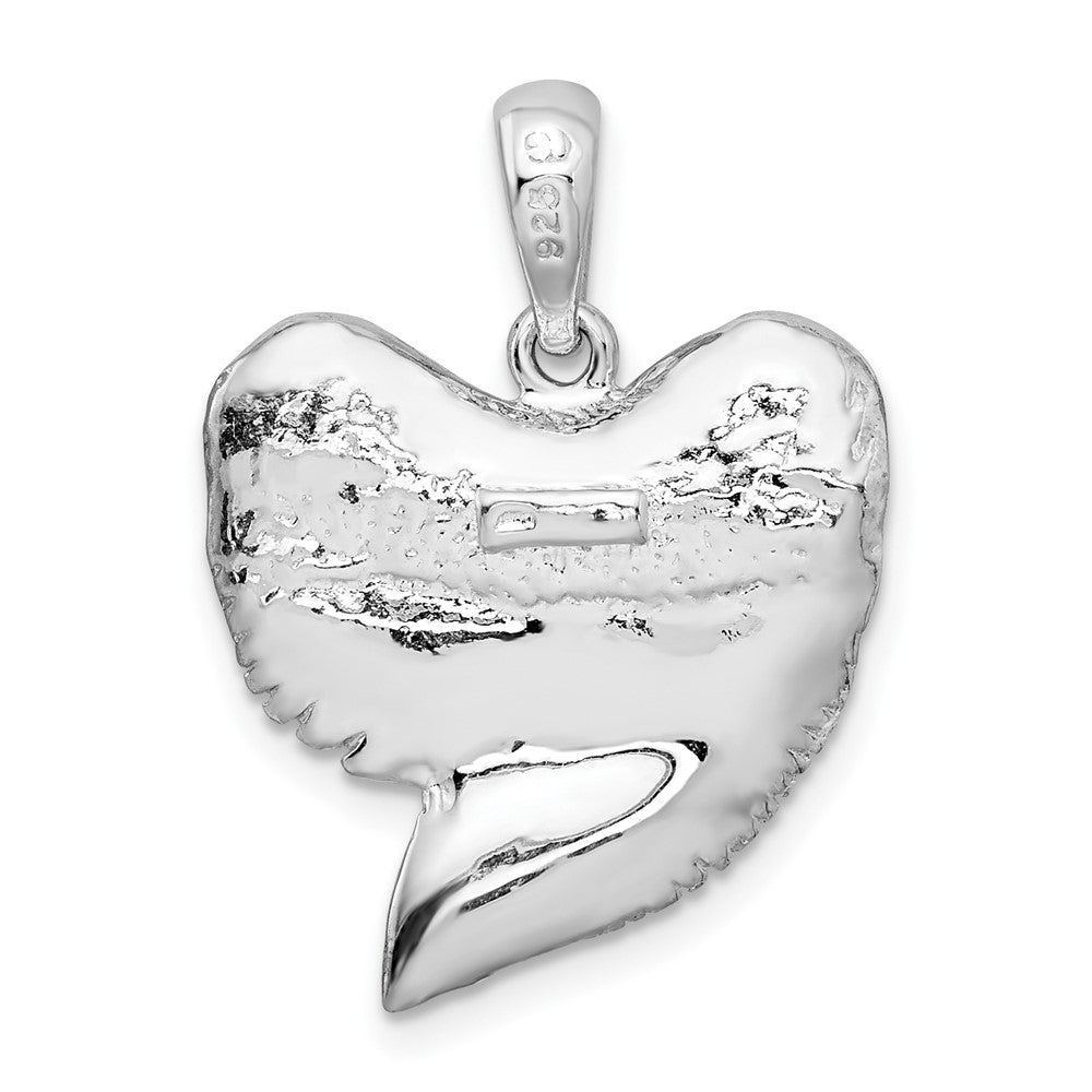 FJC Finejewelers 925 Sterling Silver Rhodium Plated Polished/Textured Shark Tooth Charm 26 x 19 mm