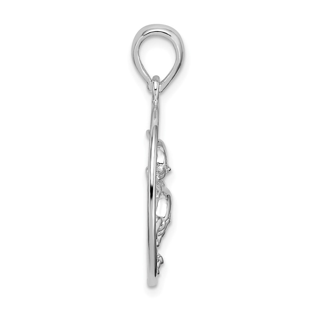 FJC Finejewelers 925 Sterling Silver d Polished Dolphins Swimming Oval Charm 28 x 19 mm
