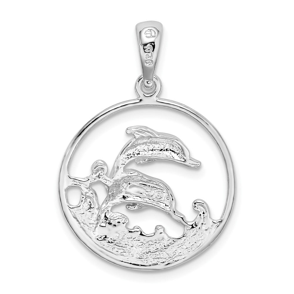 FJC Finejewelers 925 Sterling Silver d Polished Dolphins Swimming Oval Charm 28 x 19 mm