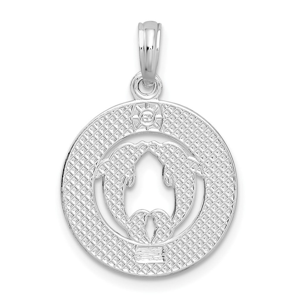 FJC Finejewelers 925 Sterling Silver Rhodium Plated Virginia Beach with Dolphins Circle Charm 23 x 16 mm