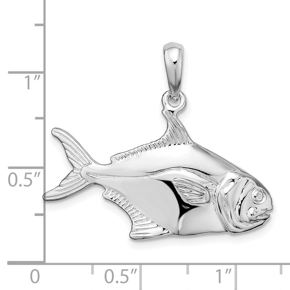 FJC Finejewelers 925 Sterling Silver Rhodium Plated Polished 3D Pompano Fish Charm 25 x 31 mm