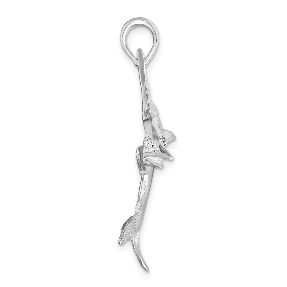 FJC Finejewelers 925 Sterling Silver Rhodium Plated Polished/Satin Striped Marlin Charm 35 x 39 mm