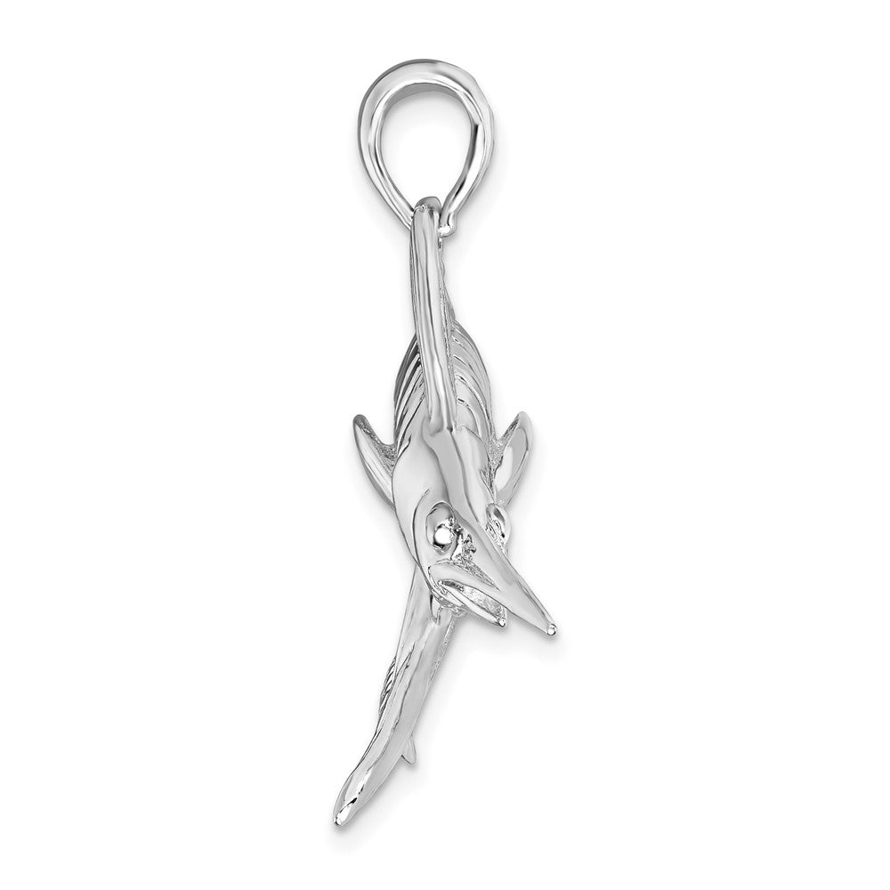 FJC Finejewelers 925 Sterling Silver Rhodium Plated Polished/Satin 3D White Marlin Charm 34 x 49 mm