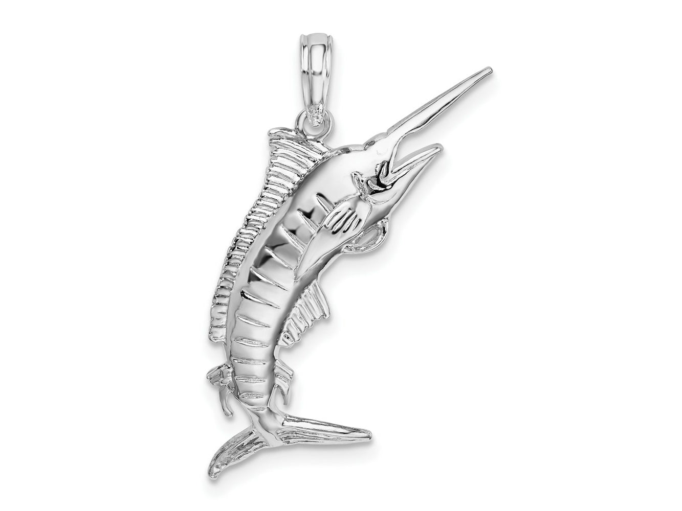 FJC Finejewelers 925 Sterling Silver Rhodium Plated Polished 3D Blue Marlin Charm 29 x 11 mm