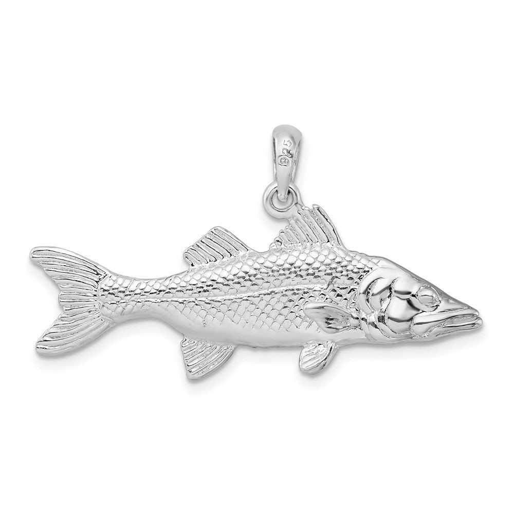 FJC Finejewelers 925 Sterling Silver Rhodium Plated Polished 3D Snook Fish Charm 22 x 39 mm