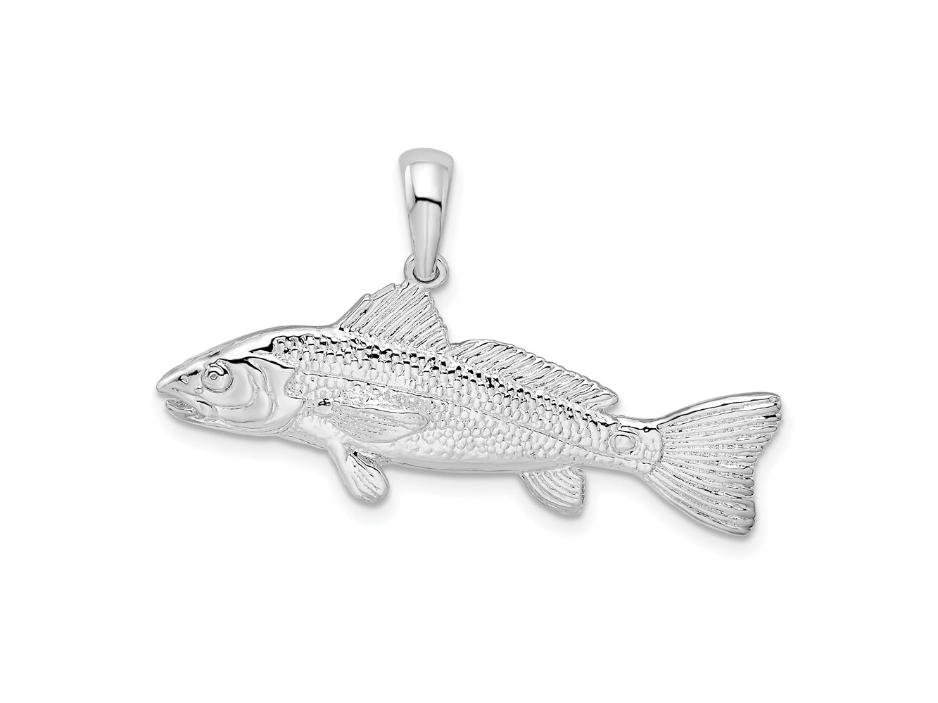 FJC Finejewelers 925 Sterling Silver Rhodium Plated Polished 3D Red Fish Charm 22 x 36 mm