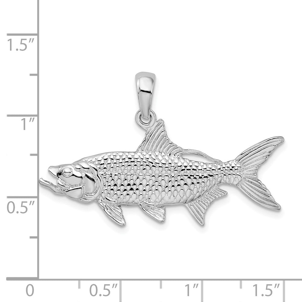 FJC Finejewelers 925 Sterling Silver Rhodium Plated Polished 3D Oxeye Tarpon Fish Charm 24 x 39 mm