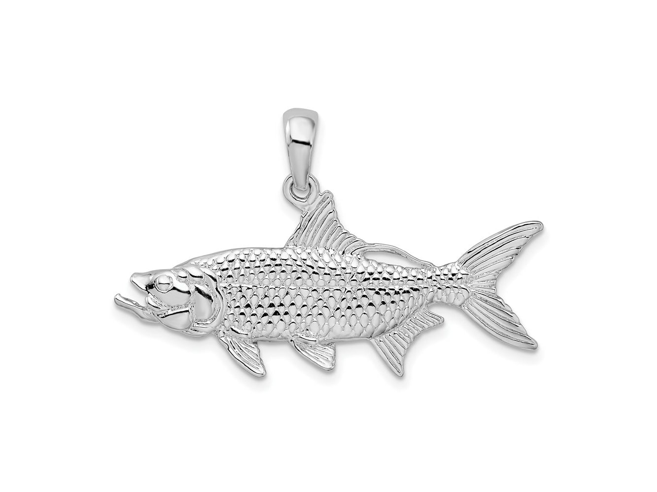 FJC Finejewelers 925 Sterling Silver Rhodium Plated Polished 3D Oxeye Tarpon Fish Charm 24 x 39 mm