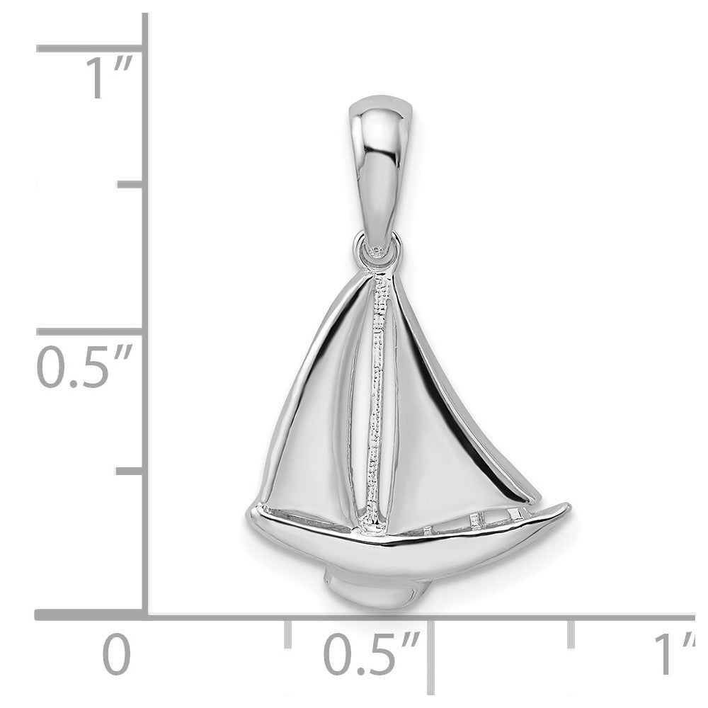 FJC Finejewelers 925 Sterling Silver Rhodium Plated Polished Sailboat Charm 23 x 14 mm