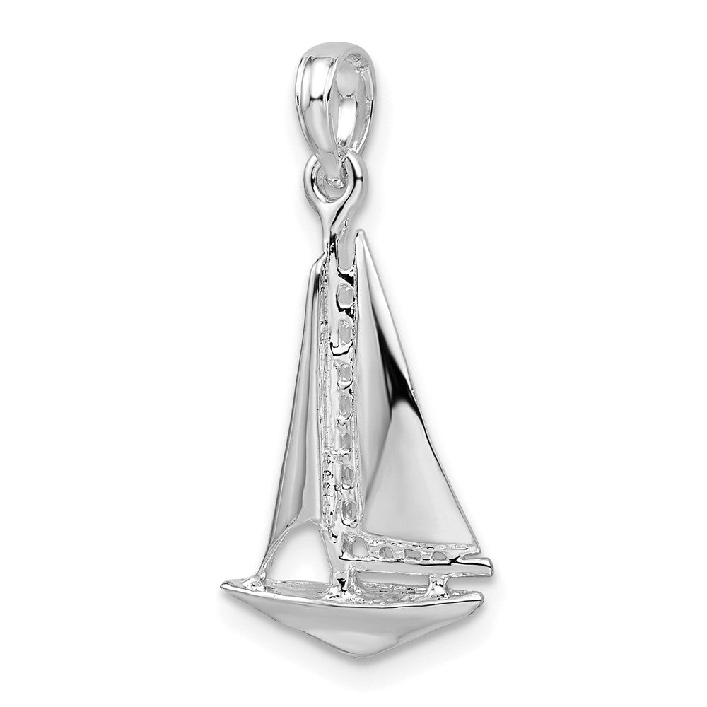 FJC Finejewelers 925 Sterling Silver Rhodium Plated Polished 3D Sailboat Charm 26 x 12 mm