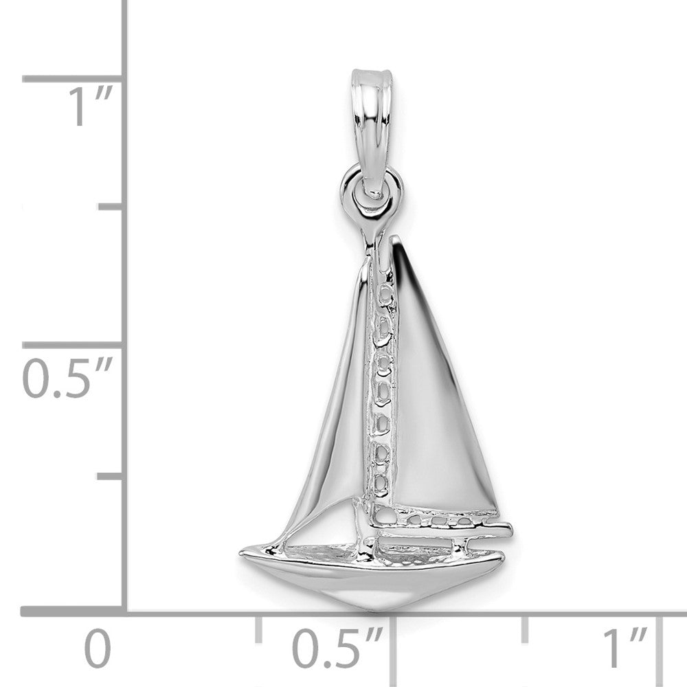 FJC Finejewelers 925 Sterling Silver Rhodium Plated Polished 3D Sailboat Charm 26 x 12 mm