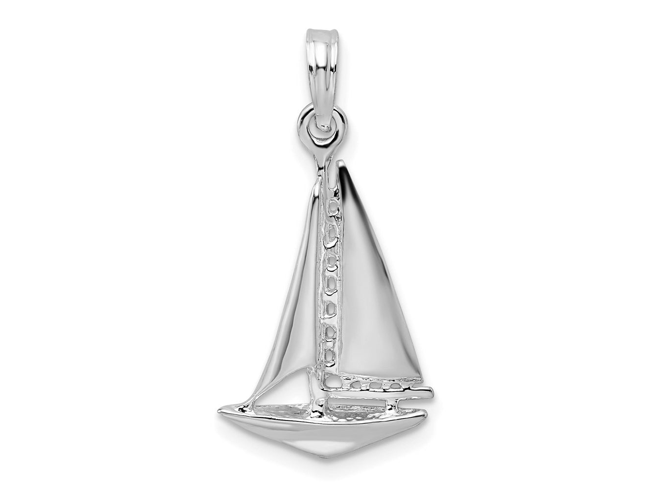 FJC Finejewelers 925 Sterling Silver Rhodium Plated Polished 3D Sailboat Charm 26 x 12 mm