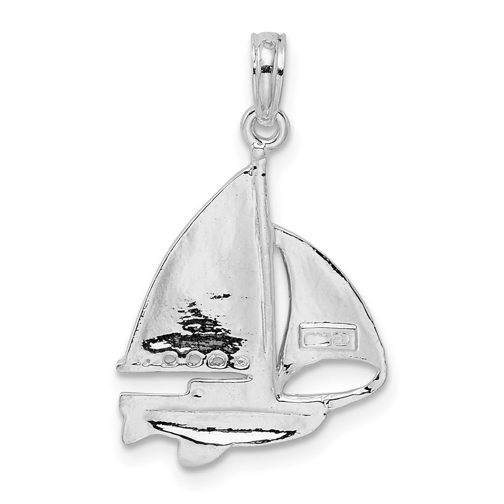 FJC Finejewelers 925 Sterling Silver Rhodium Plated Polished Sailboat Charm 24 x 14 mm