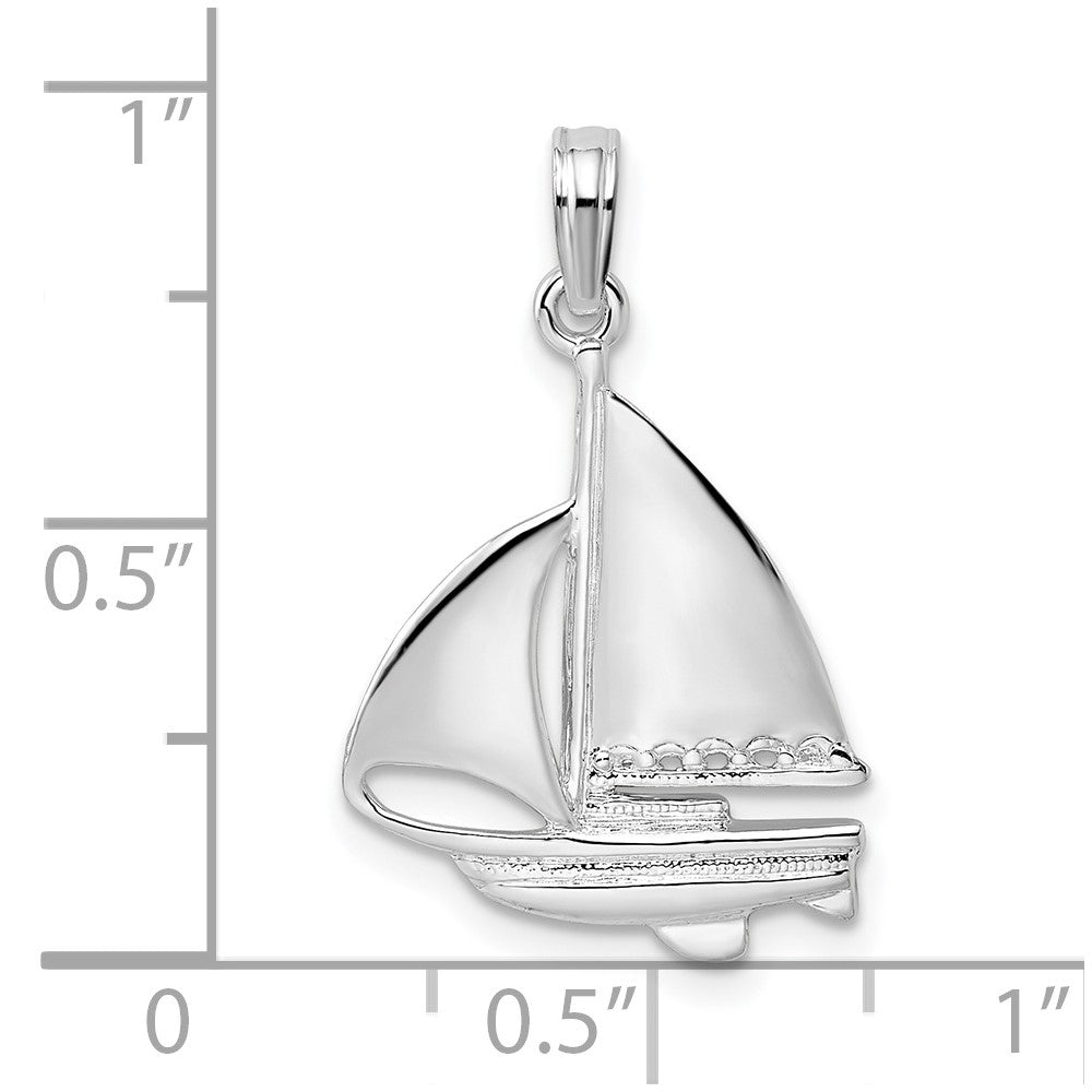 FJC Finejewelers 925 Sterling Silver Rhodium Plated Polished Sailboat Charm 24 x 14 mm