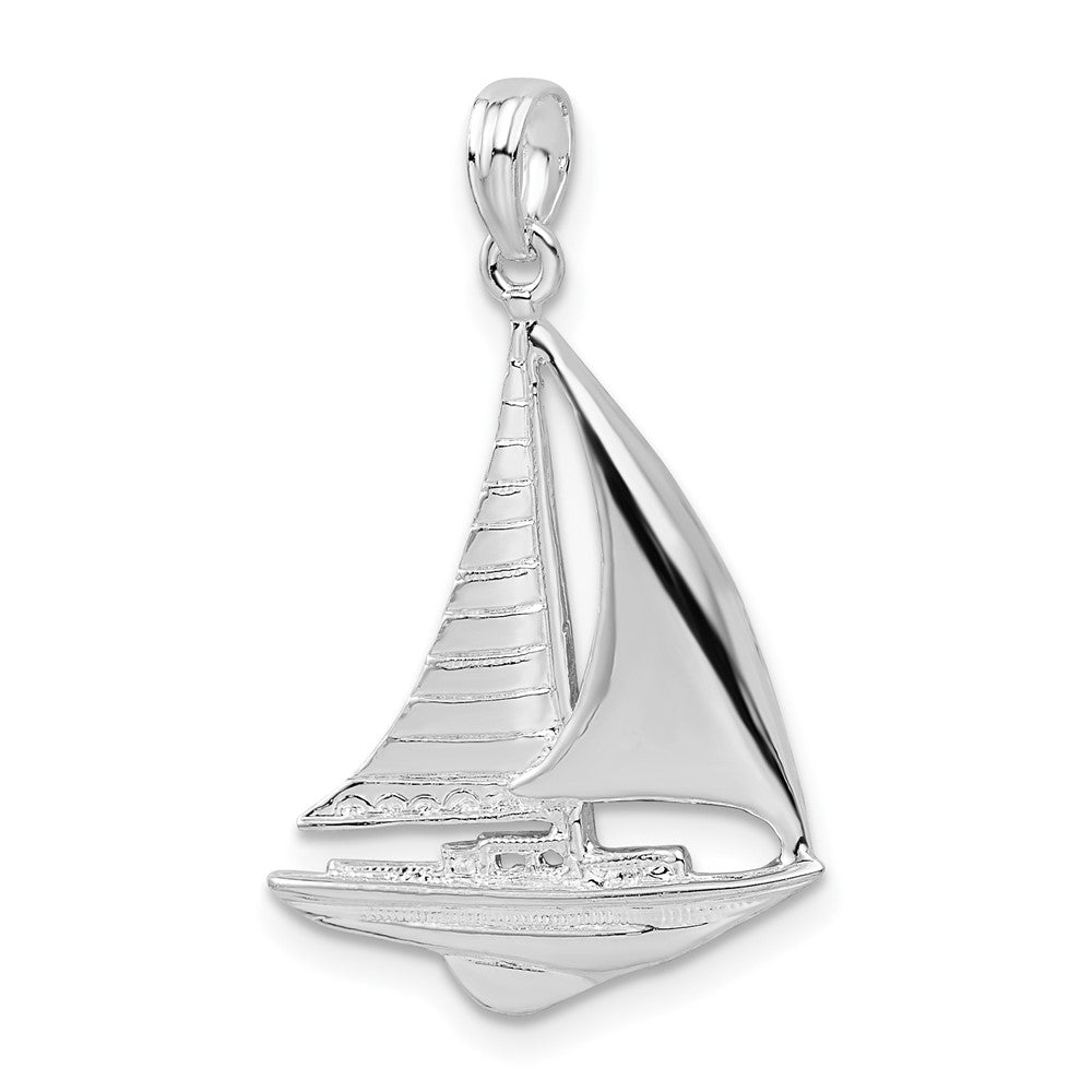 FJC Finejewelers 925 Sterling Silver Rhodium Plated Polished Sailboat Charm 28 x 18 mm