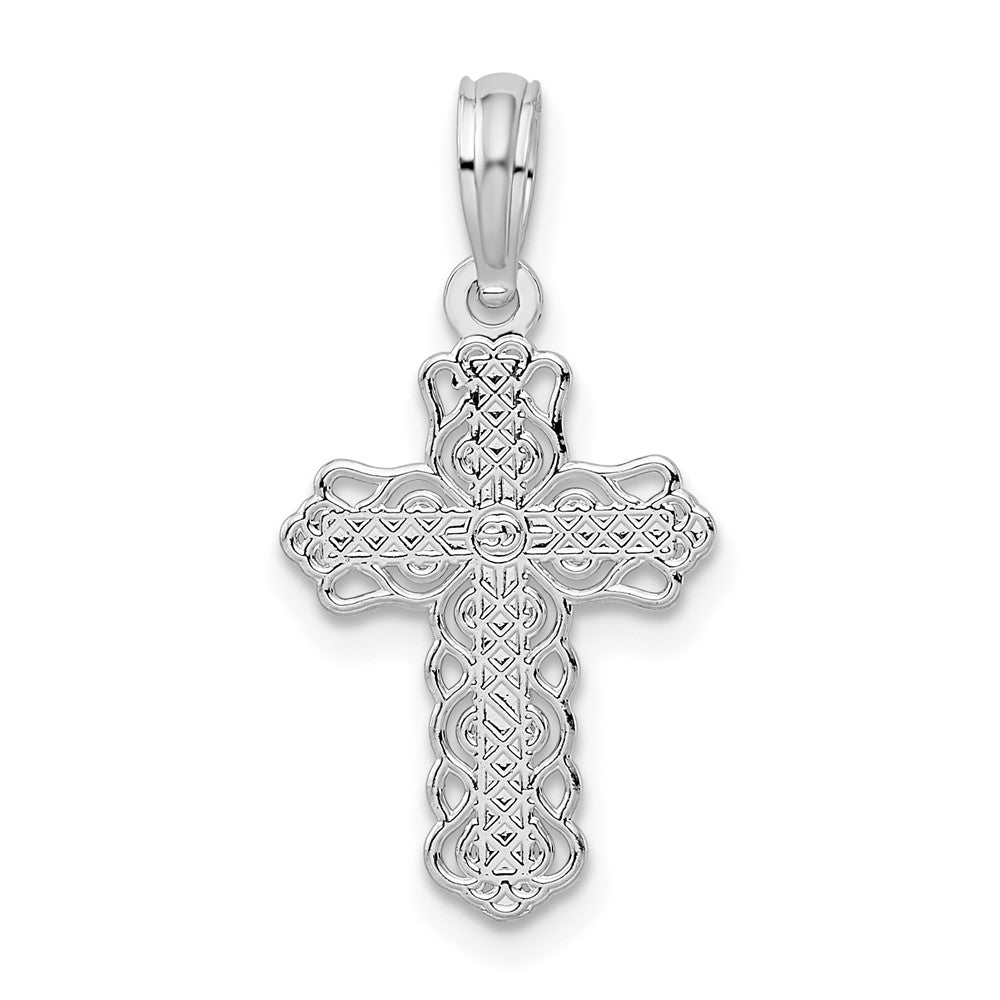FJC Finejewelers 925 Sterling Silver Polished Lace Trim Cross Charm 11 mm
