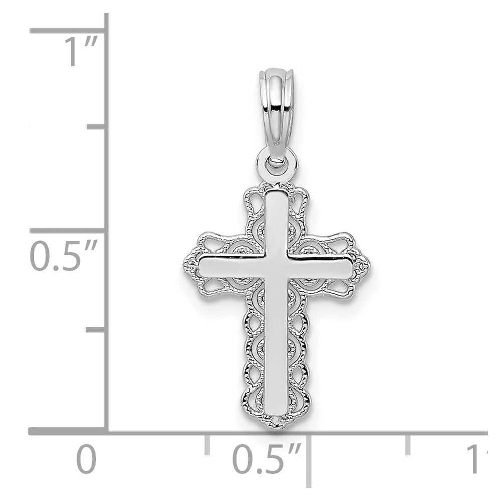 FJC Finejewelers 925 Sterling Silver Polished Lace Trim Cross Charm 11 mm
