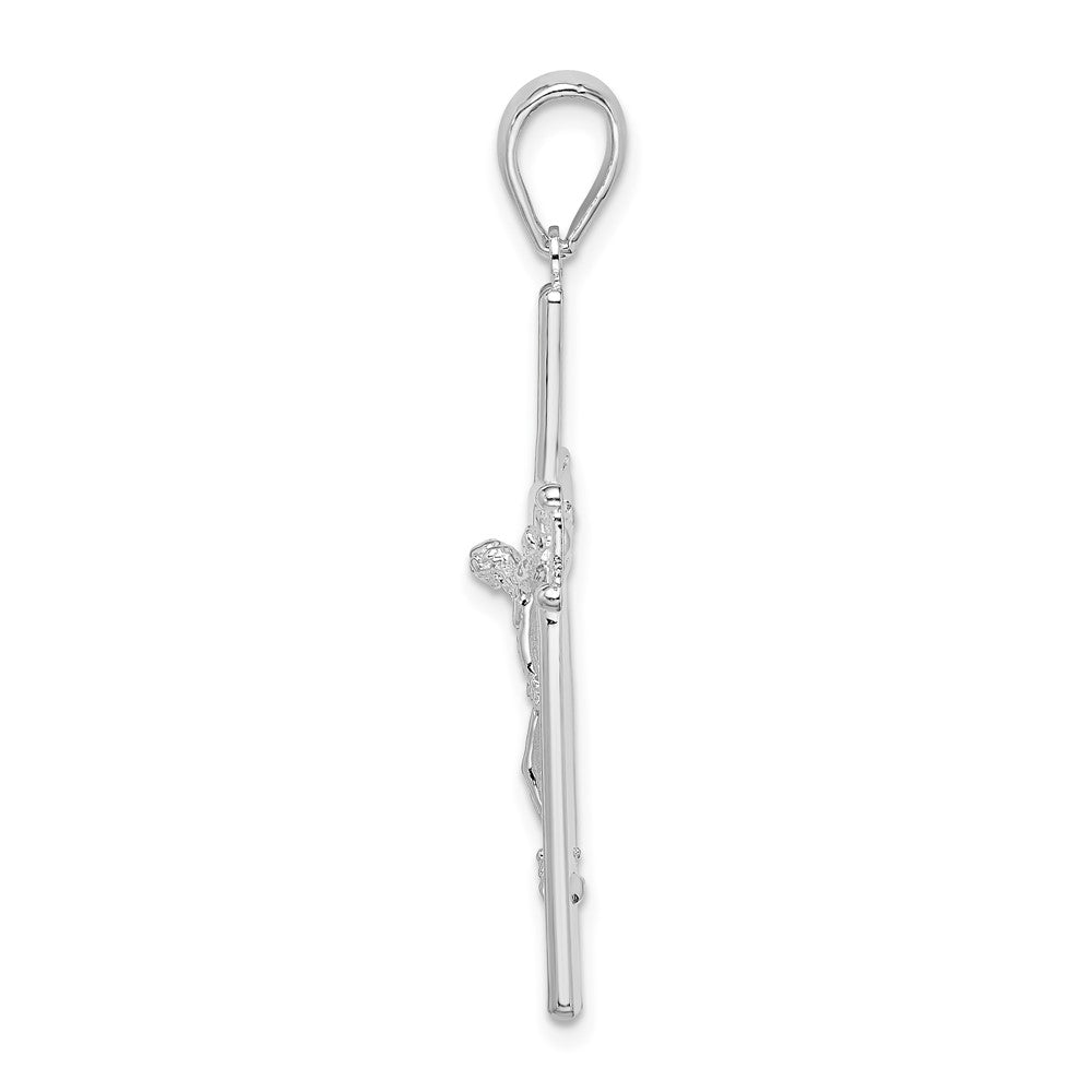 FJC Finejewelers 925 Sterling Silver Rhodium Plated Polished and Satin Crucifix Charm 21 mm