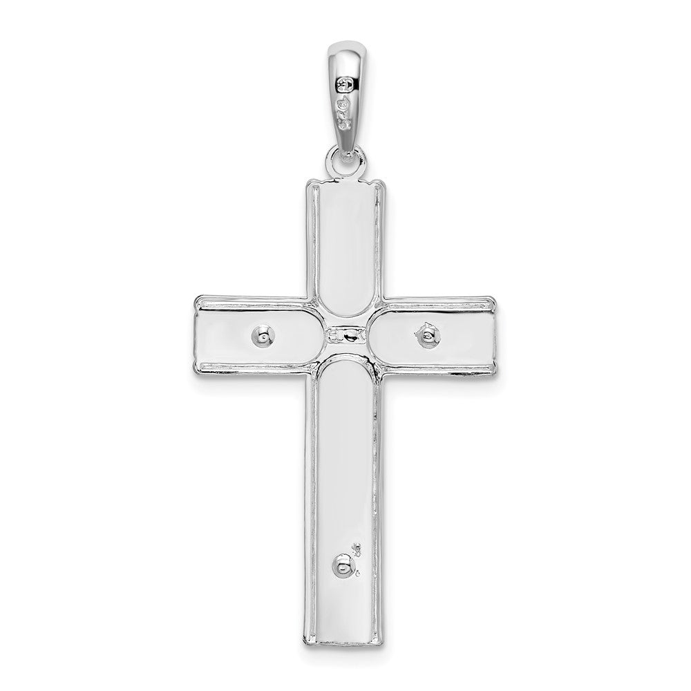 FJC Finejewelers 925 Sterling Silver Rhodium Plated Polished and Satin Crucifix Charm 21 mm