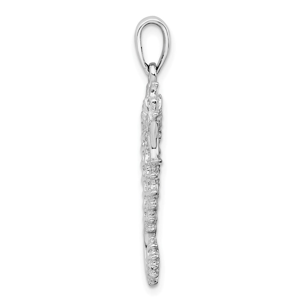 FJC Finejewelers 925 Sterling Silver Rhodium Plated Polished 3D Sea Horse Charm 34 x 14 mm