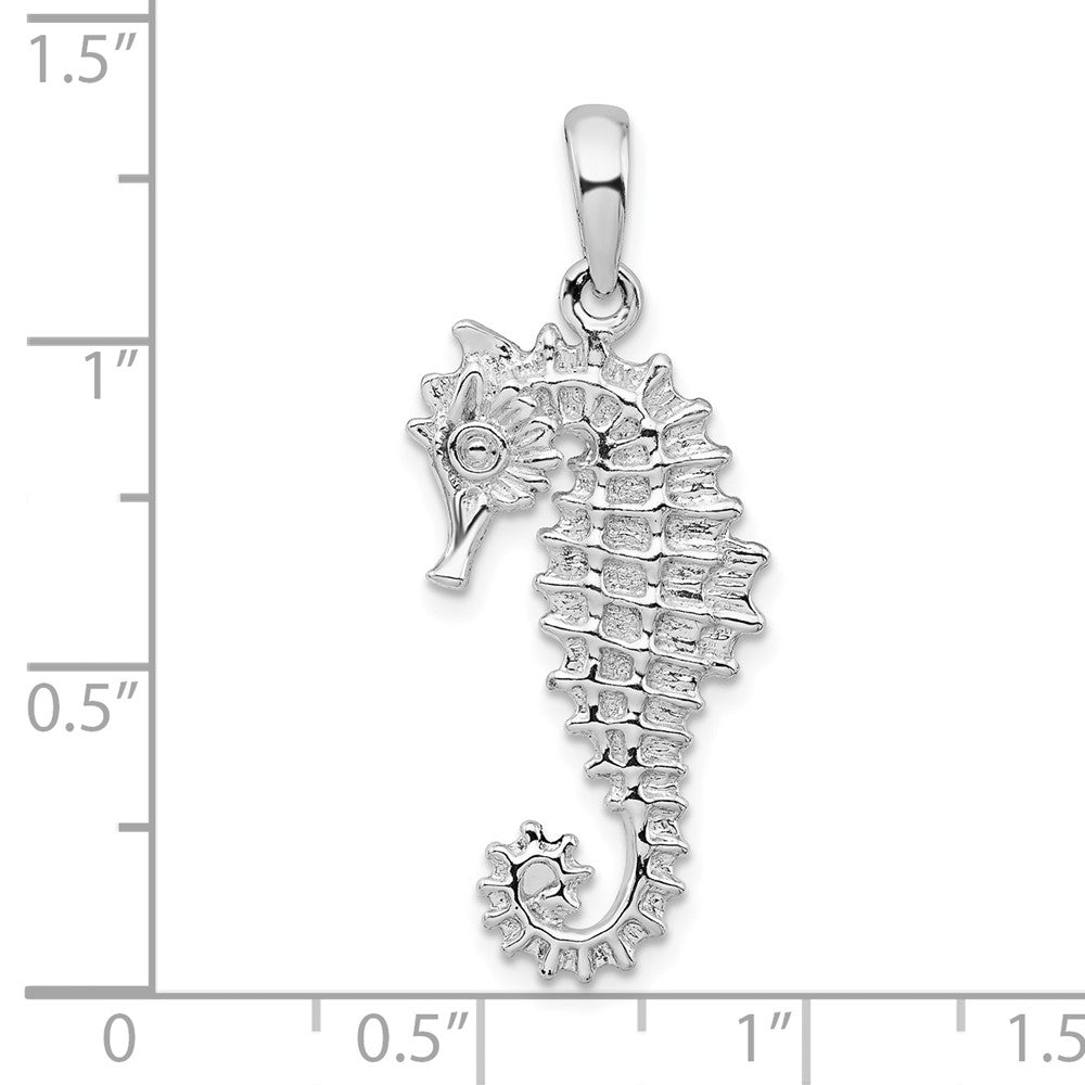 FJC Finejewelers 925 Sterling Silver Rhodium Plated Polished 3D Sea Horse Charm 34 x 14 mm