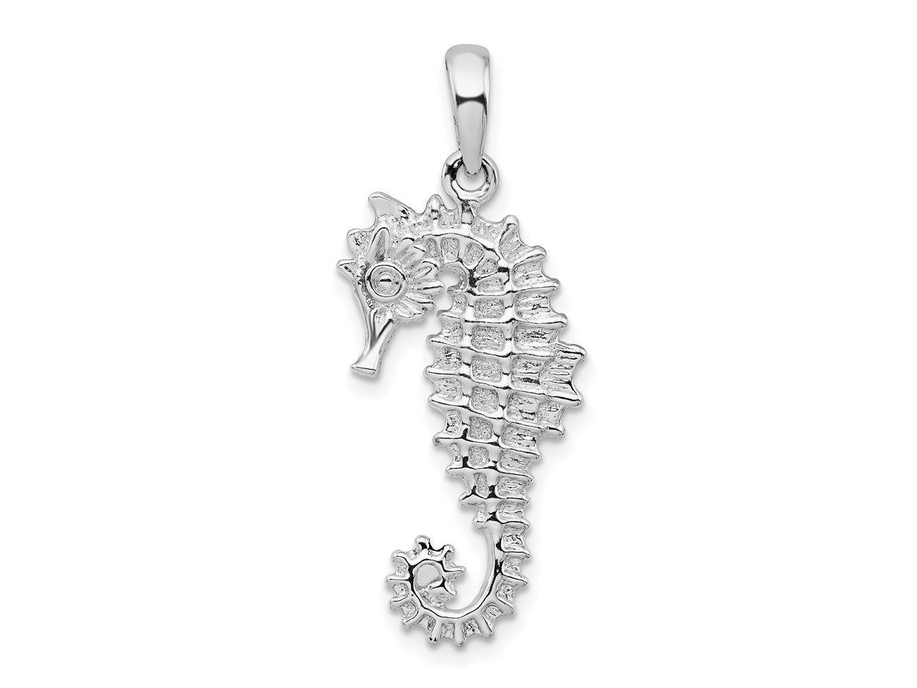 FJC Finejewelers 925 Sterling Silver Rhodium Plated Polished 3D Sea Horse Charm 34 x 14 mm
