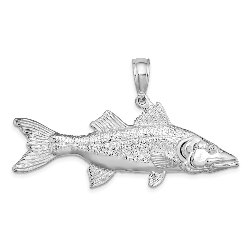 FJC Finejewelers 925 Sterling Silver Rhodium Plated Polished 3D Snook Fish Charm 30 x 52 mm