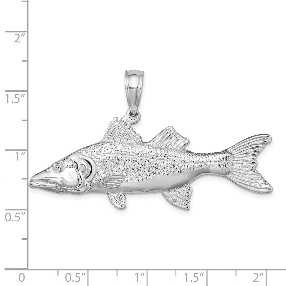 FJC Finejewelers 925 Sterling Silver Rhodium Plated Polished 3D Snook Fish Charm 30 x 52 mm