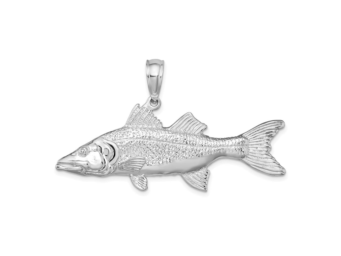 FJC Finejewelers 925 Sterling Silver Rhodium Plated Polished 3D Snook Fish Charm 30 x 52 mm