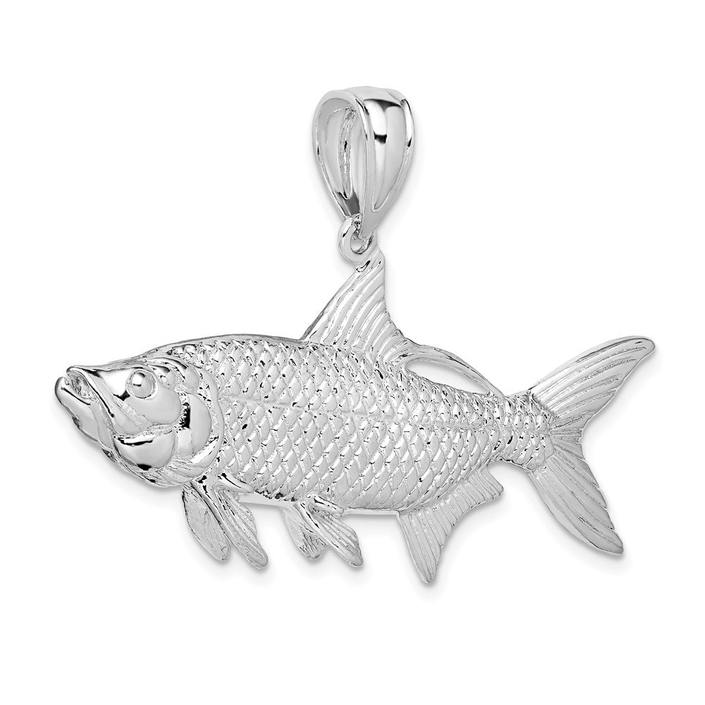 FJC Finejewelers 925 Sterling Silver Rhodium Plated Polished 3D Oxeye Tarpon Fish Charm 32 x 48 mm