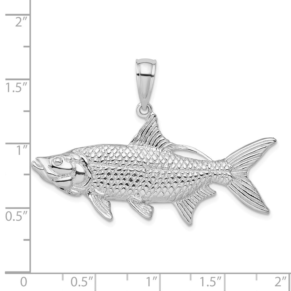 FJC Finejewelers 925 Sterling Silver Rhodium Plated Polished 3D Oxeye Tarpon Fish Charm 32 x 48 mm