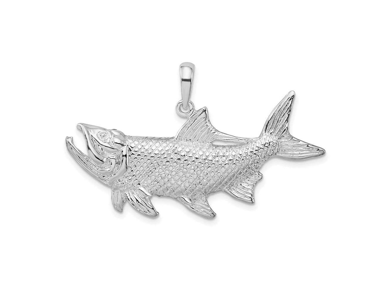 FJC Finejewelers 925 Sterling Silver Rhodium Plated Tarpon Fish with Open Mouth Charm 27 x 40 mm