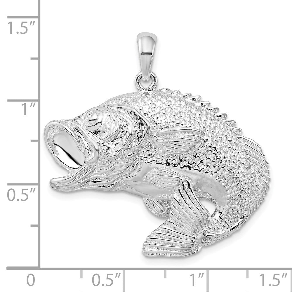 FJC Finejewelers 925 Sterling Silver Rhodium Plated Jumping Bass Fish Charm 34 x 35 mm
