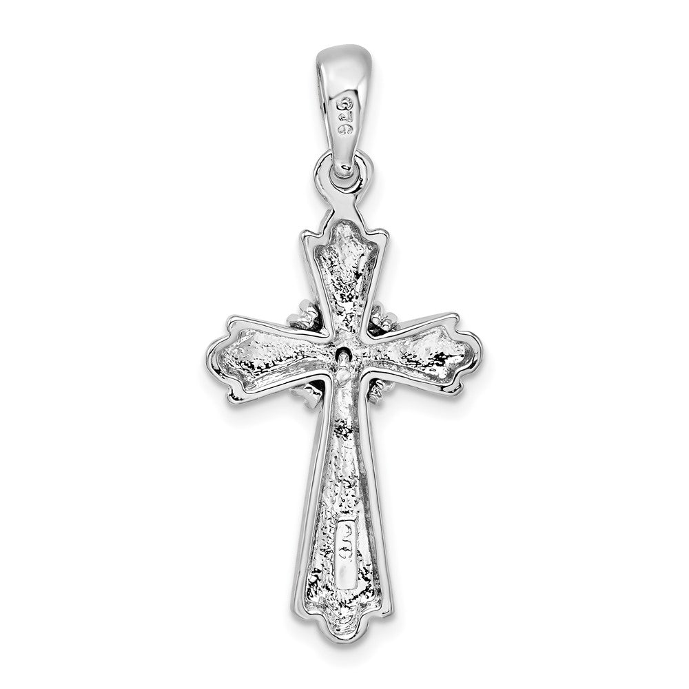 FJC Finejewelers 925 Sterling Silver Rhodium Plated with X-Center Budded Cross Charm 15 mm