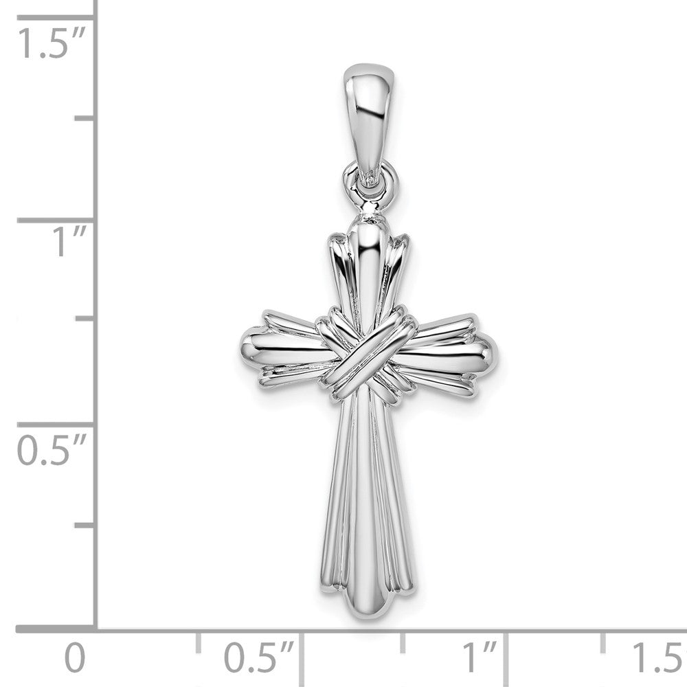 FJC Finejewelers 925 Sterling Silver Rhodium Plated with X-Center Budded Cross Charm 15 mm