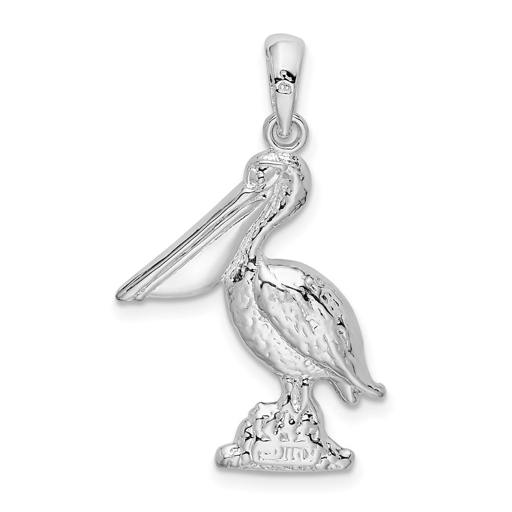 FJC Finejewelers 925 Sterling Silver Rhodium Plated Large 3D Standing Pelican Charm 16 mm