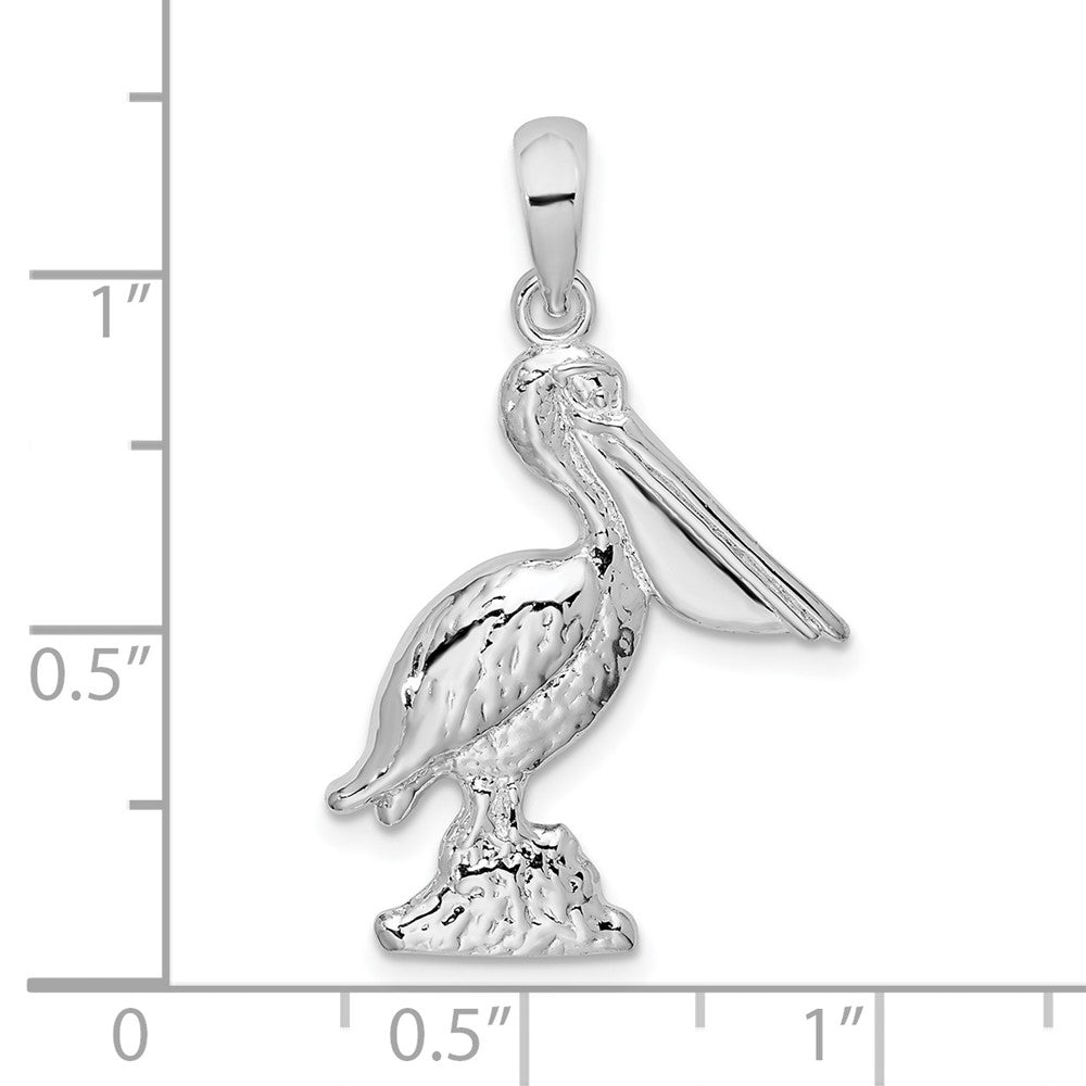 FJC Finejewelers 925 Sterling Silver Rhodium Plated Large 3D Standing Pelican Charm 16 mm
