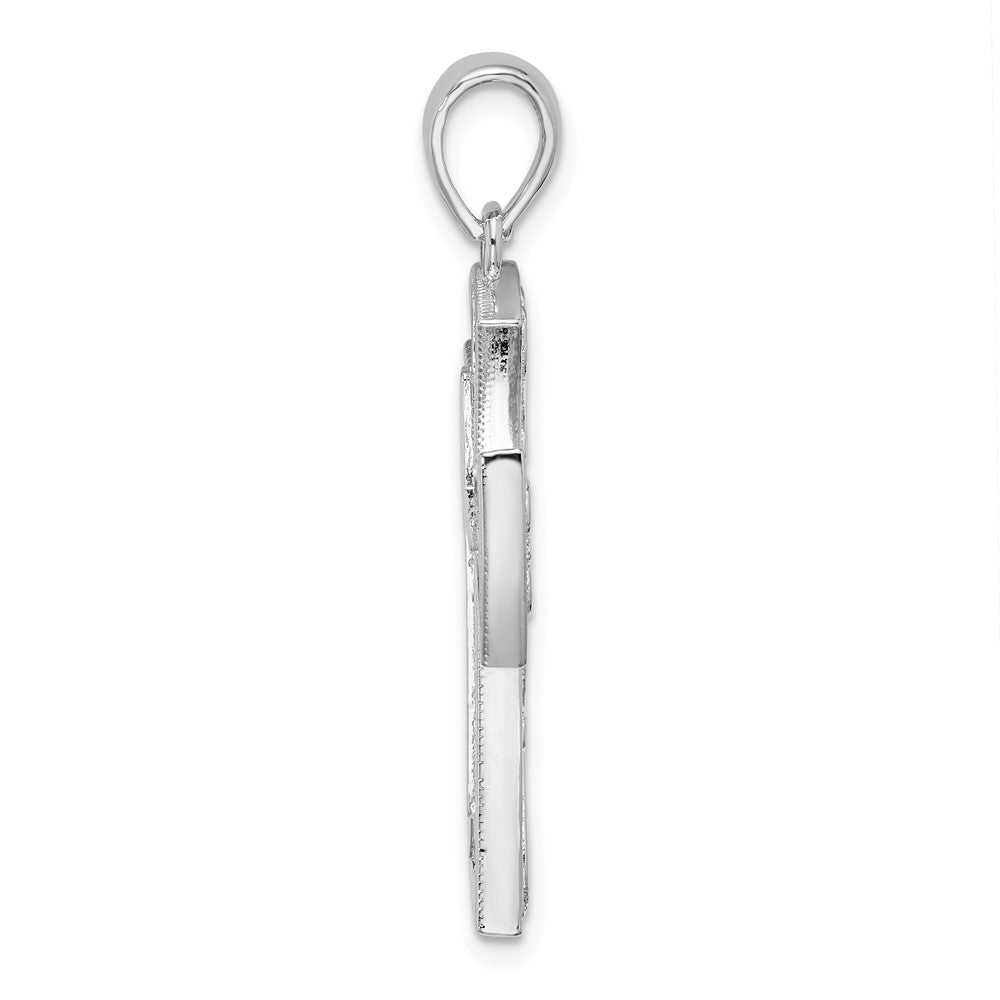 FJC Finejewelers 925 Sterling Silver Rhodium Plated Fancy Heart Design Cross Charm 19 mm