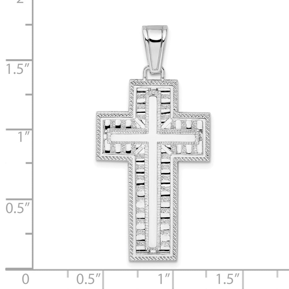 FJC Finejewelers 925 Sterling Silver Rhodium Plated Rope Edge Latin Cross Charm 21 mm