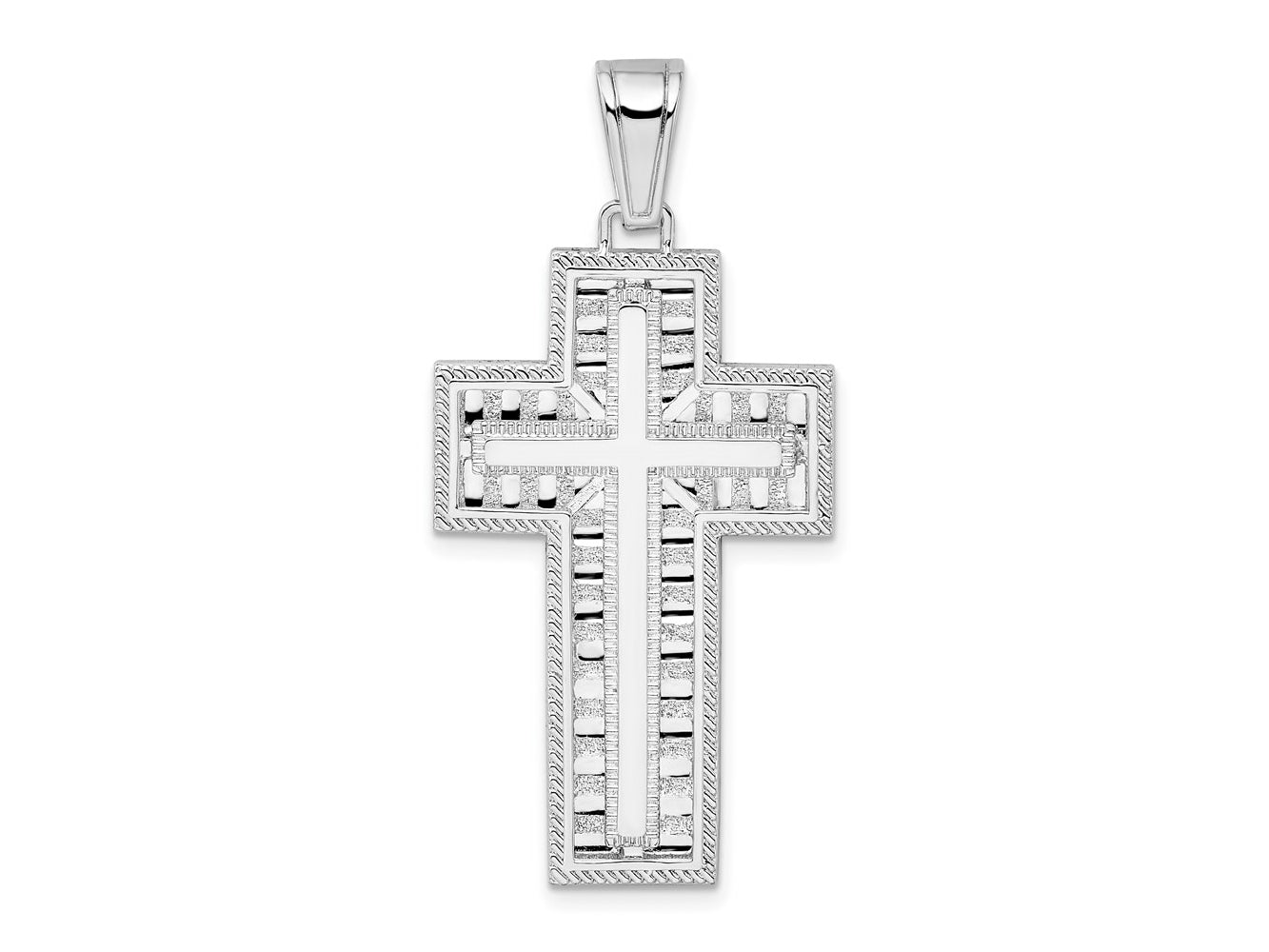 FJC Finejewelers 925 Sterling Silver Rhodium Plated Rope Edge Latin Cross Charm 21 mm