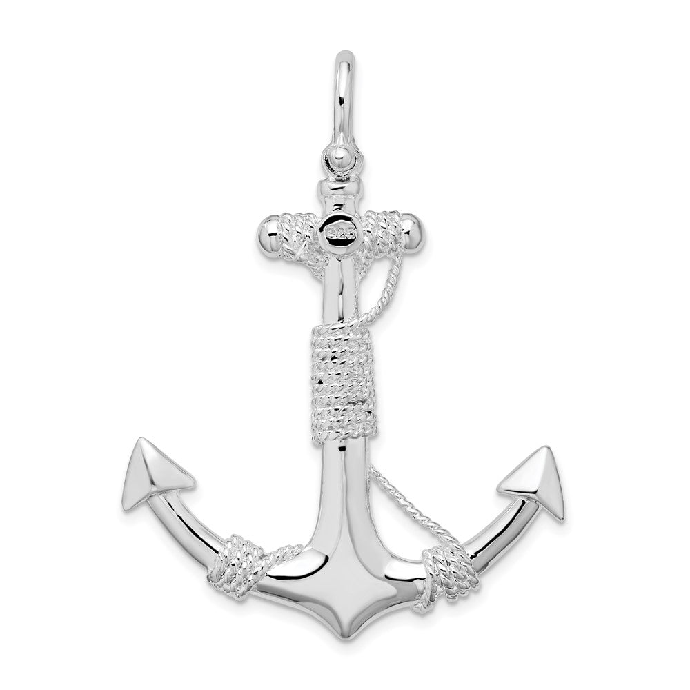 FJC Finejewelers 925 Sterling Silver Rhodium Plated Polished Anchor with Rope Charm 47 x 35 mm